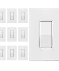 Matte White Single Pole Decorator Paddle Light Switch 15A, 10 Pack, Fingerprint-Resistant Finish, Sleek Modern Design, Replaces Any 15A Wall Switch, Shallow Body Fits Standard Junction Boxes, Slick DIY Home Upgrade; 10 white switches