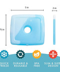 Slim Reusable Ice Packs For Lunch Bags And Coolers Set Of 4 Multicolor, square pack, dimensions 5x0.5x4.75 inches, BPA-free