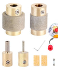 Buenoarte brass-core diamond grinder set for stained glass; includes large and small diamond burrs, Allen key.