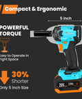 Cordless One Half Inch Impact Wrench With 20V Battery, Beast Torque Up To 5000 In-Lbs, 3100 IPM, compact and ergonomic design