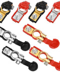 8 Piece Car Battery Terminal Clamps Set With Positive And Negative Cable Connectors Top Post With Plastic Covers For Cars Trucks And Vans Copper Construction Zinc Plated Durable Battery Cable Terminals black and red clamps with covers