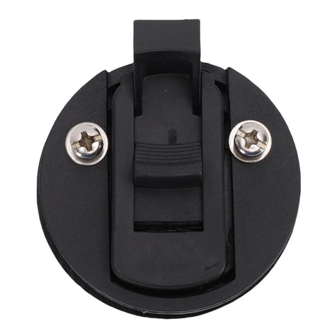 Round flush-mount black RV boat hatch latch with pull lock and two mounting screws
