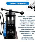 Dinenovate Tr-50 Manual Pipe Bender 1.5 Inch Tubing Roller with black metal frame, large handwheel, and rollers for shaping pipes.