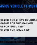 Text on image showing vehicle fitment details for Front Wheel Hub And Bearing Assembly 515104 For Chevy Colorado 2004 2008 GMC Canyon 2004 2008 Isuzu I 280 2006 Isuzu I 290 2007 2008 6 Lug With ABS OE Replacement Left Front.