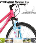 Close-up of 26 Inch Women's Mountain Bike With Step Through Frame Durable Carbon Steel Build 18 Speed Gearing Front Suspension Fork