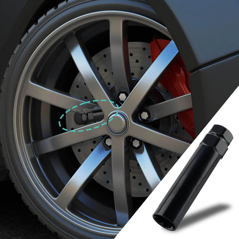 Car wheel with Six Spline Lug Nut Socket With Wheel Lock Key Removal Tool Pro Grade Replacement For Aftermarket Six Spline Lug Nuts inset