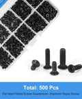 All In One Laptop Repair Screw Kit 500Pcs Black Zinc Plated M2 M2.5 M3 Flat Head Screws For SSD Motherboard And Electronics Repair