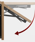 Pro Stainless Steel Folding Shelf Brackets 14 Inch Hella Solid 2 Pack showing collapsible design with wooden plank.