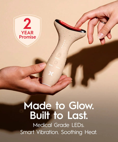 Total Glow Up Facial Massager For Face And Neck With Warm Heat And Pulsing Vibrations Led Beauty Tool Depuffing Sculpting Wand Featuring Red Blue Green Light Modes For Daily Skincare Routines That Definitely Hits Different Every Single Time