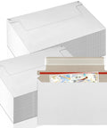 110 Pack White Trading Card Shipping Envelopes 7x4.35 Inch Self Adhesive Mailers shown with card inside