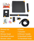 12 Inch Luxury Black Wall Mounted Shower System With Rain Mixer Complete Shower Faucet Set Rainfall Head Handheld Sprayer components