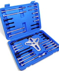 46Pcs Harmonic Balancer Puller Set With Steering Wheel Flywheel Crankshaft And Pulley Pullers in blue case