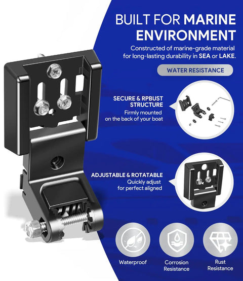 Sturdy Transducer Bracket Transom Mount Hardware Kit For Black Skimmer Transducer showing adjustable, secure marine-grade material construction.