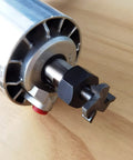 Heavy Duty CNC Spoilboard Surfacing Router Bit One Quarter Inch Shank 7mm Cutting Diameter Tungsten Steel End Mill For Wood Planer Surfacing Slotting And Trimming Projects attached to router