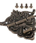 Vintage Box Hasp Lock for Jewelry Boxes and Wooden Drawers 54x58mm Zinc Alloy Antique Latch With Screws 2 Pack close-up