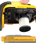 Replacement Filter Two Pack for DeWalt DCV580 And DCV581H Wet Dry Vac Washable And Reusable Fits DCV5801H installed view