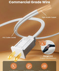 Commercial grade wire details, high grade copper and PVC cable, from 29 Feet LED Outdoor String Lights With Shatterproof G40 Edison Bulbs.