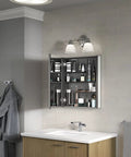 Forte Double Wall Sconce Vanity Light With Frosted Glass Shades Mount Up Or Down Polished Chrome Finish in modern bathroom