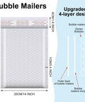 Diagram of Extra Large Bubble Mailers 14x19 Inches Resealable Padded Envelopes Waterproof Shipping Bags