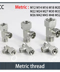 Heavy Duty Hydraulic Lock Fitting M12-52 Straight Metric Connector Used For Industrial Setup Ensures High Pressure Sealing Without Leaking, metal metric threaded valve fitting