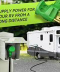 30 Amp 30 Feet RV Lockable Power Extension Cord With TT 30P Plug For Generator Use, Built Tough Outdoor RV Cable, Weatherproof Camping Trailer Extension, Long Reach For Safe Distance And Noise Reduction, RV connected to generator