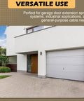 Heavy Duty Extension Spring Cable Set For Garage Doors In Galvanized Carbon Steel displayed with garage door