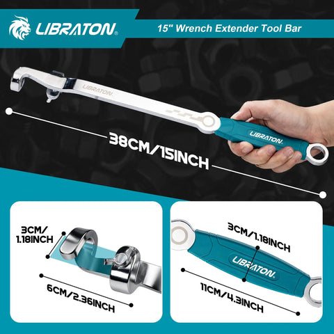 15 Inch Wrench Extender Tool Bar Turbo Boost For Maximum Leverage And Universal Fit Heavy Duty Extension Spanner Adapter, teal.