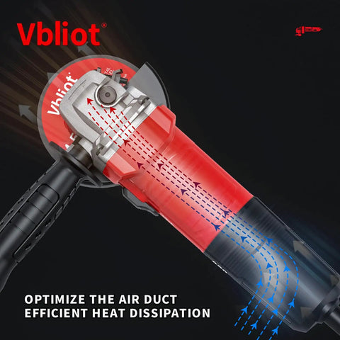 Efficient heat dissipation feature on Beast 850W Angle Grinder With 5 Inch Discs 7 Amp Corded Cut Off Tool 360 Degree Guard 12000 RPM