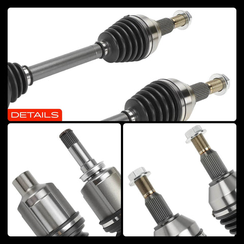 Close-up view of Pair Of CV Front Axle Shaft Assemblies For Chevy Traverse 2009 To 2017, GMC Acadia 2007 To 2017.