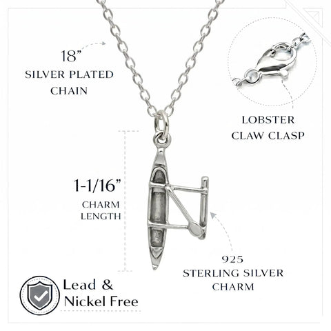 Outrigger Canoe Charm Necklace For Women Sterling Silver Dainty Handmade Ocean Boat Pendant 18 Inch Minimal Layering Jewelry