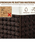Massive Wicker Storage Basket With Lid, 104 Liter Rattan Blanket Box shows premium waterproof PE rattan material and smooth edges.