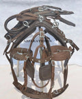 Brown Nylon Driving Harness For Single Horse With 10mm Diamonte Browband Heart Shaped Studs And Sparkling Stones Full Size