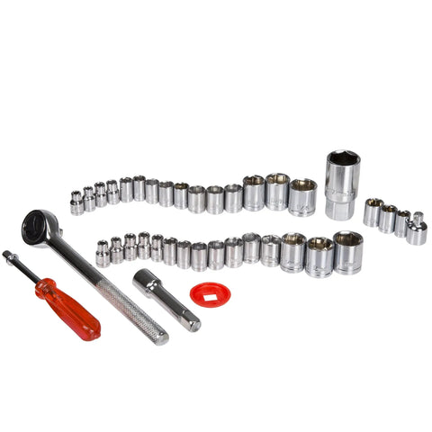 40 Piece Ratcheting Socket Wrench Set With Metric And Standard Sizes, 6-Point Hex Sockets, Handy Organizer Kit With Torque, Insulated Handles