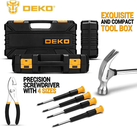62 Piece Household Tool Kit With Plastic Toolbox And Storage Case Basic Home Tool Set With Hand Tools For Everyday Repairs