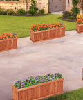 Raised Garden Bed Planter Box Window Mounted For Windowsill And Backyard Wooden Planting Box For Flowers And Veggies Durable Fir Wood With Drainage Holes Large 40 By 13 By 12 Inches