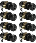 8 Pack Matte Black Privacy Door Knobs For Interior Doors, Round Classic Style For Bedroom Or Bathroom, Keyless Privacy Handle