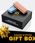 Japanese Whetstone Sharpener Set 400 1000 And 3000 8000 Grit Water Stones in gift box on display