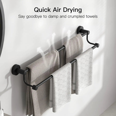 Adjustable 16 To 26 Inch Double Bath Towel Bar For Bathroom SUS304 Stainless Steel Towel Holder Hotel Style Wall Mount With Towels
