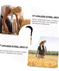 Manganese Steel Garden Sickle With Wooden Handle Ergonomic Design For Easy Weeding Trimming And Harvesting