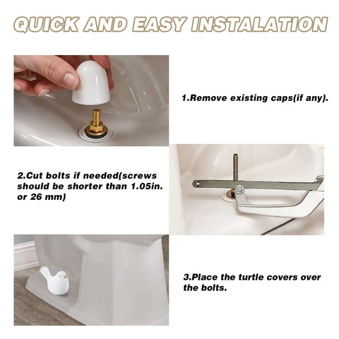 Installation guide for Ceramic Decorative Bird Shaped Toilet Bolt Covers 2 Pack Bathroom Hardware Upgrade detailing steps.