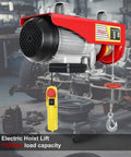 Heavy-Duty Electric Hoist Lift 1320 Lb Capacity With Remote Control 110V Winch Steel Wire Overhead Crane in garage setting