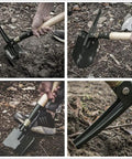 Folding Survival Shovel With Wooden Handle Heavy Duty Carbon Steel Entrenching Tool for Camping Off Road Beach All Terrain Digging