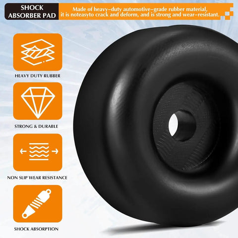 Close-up of black heavy-duty rubber bumper from 20 Pack 2.5 Inch Trailer Ramp Door Bumpers, emphasis on durability and material