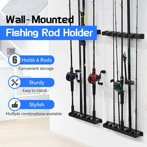 vertical wall mount fishing rod holder mounted rack Vertical Wall Mount Fishing Rod