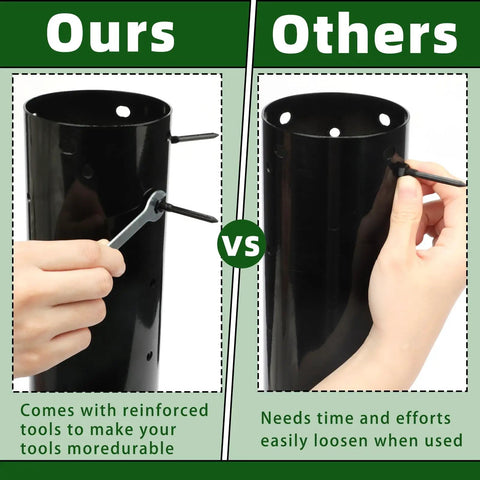 Comparison of Manual 18 Inch Lawn Aerator Tool With 55 Inch Stainless Steel Handle showing reinforced parts vs competitors.