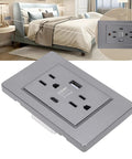 Heavy Duty Grey Decorator Wall Outlet With Built In Usb And Type C Ports Solid As A Rock Design in a modern bedroom setting.