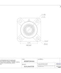 Cast Iron Standard Duty Flange Unit Pillow Block Bearing With No Sweat Regrease Setup front view diagram, 1 inch shaft, 4 bolt mount.