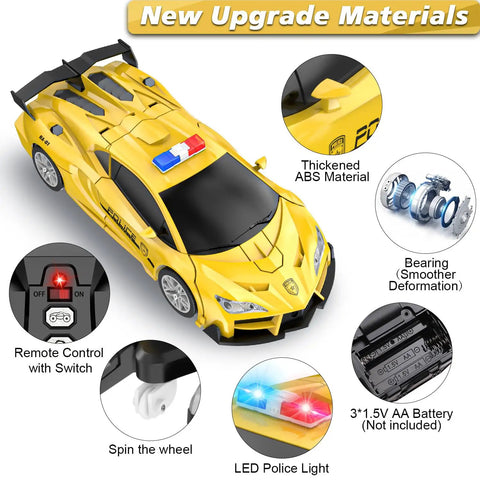 Epic Transforming RC Car For Kids With Robot Mode, 2.4GHz Remote, LED Lights, One Button Deformation And Rotating Drifting Action