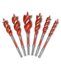 Six Piece High Speed Auger Bit Set 6.25 Inch With Tri-Flute And Triple Sharpened High Speed Steel For 20x Faster Cuts Nail Ripper Durable For Nail Embedded Wood Heavy Duty Auger Bits With Optimized Impact Zone Model CDSASET-6 front view