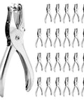 24 Pack One Quarter Inch Single Hole Puncher Set With 5 Sheet Capacity, Metal Construction, Built In Confetti Storage on white background